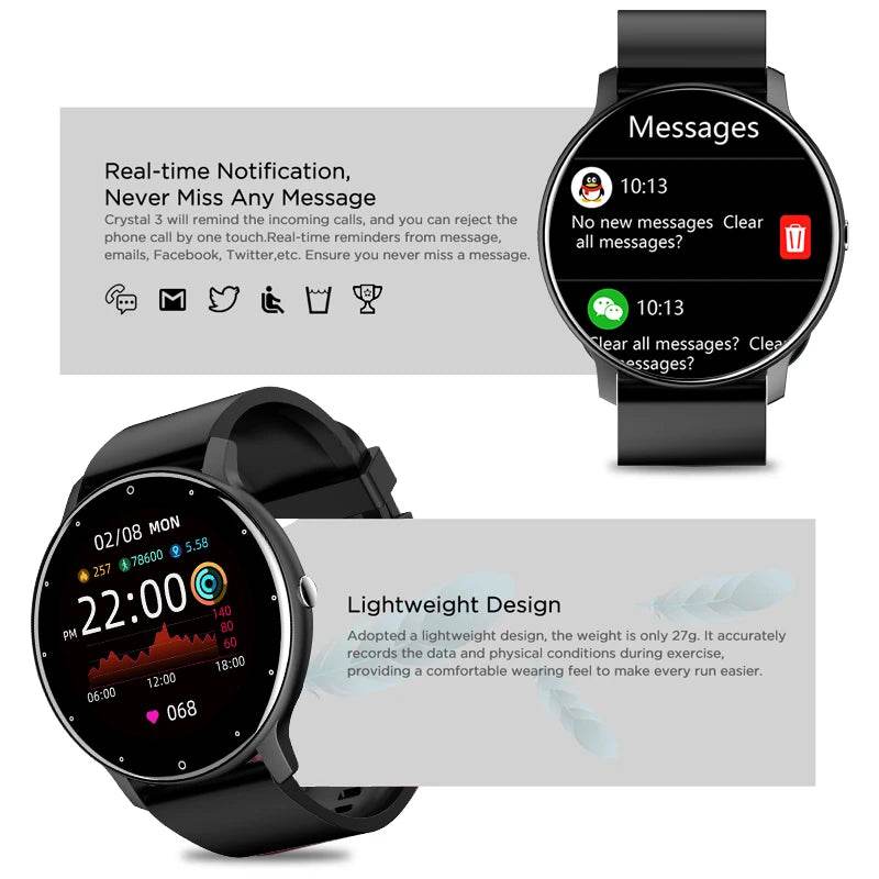 LIGE 2025 New Smart Watch Men Full Touch Screen Sport Fitness Watch IP67 Waterproof Bluetooth For Android ios smartwatch Men+box - Lux Waches Max