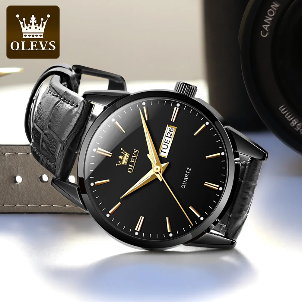 OLEVS 6898 Men Watches  Steel Quartz  Gold Watch Lux Waches Max
