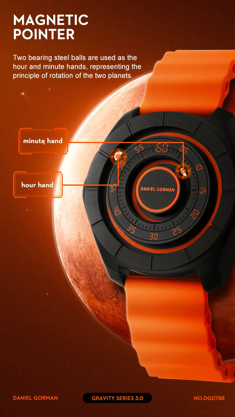 Original Planet Series New Design Magnetic Analog Iron Ball Watch Hands Luminous Luxury Watches Men Quartz Watches Lux Waches Max