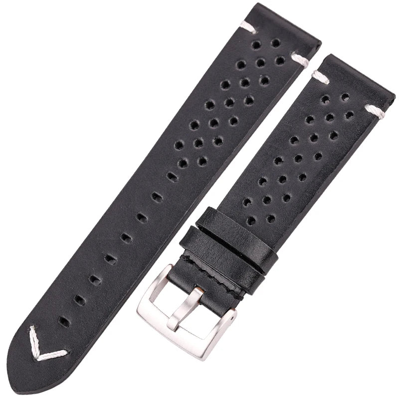 Handmade Cowhide Breathable Watch Band 18 20 22 24mm Men Women 4 Colors Oil Wax Genuine Leather Strap Watchband Accessories