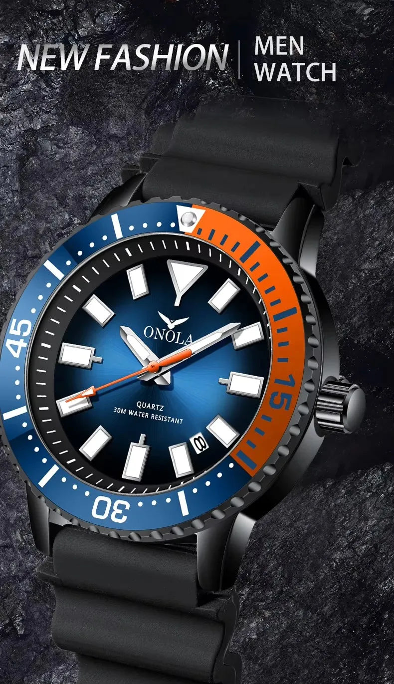 ONOLA Casual Brand Quartz Wristwatch Simple Waterproof Leather Man Luxury Watches Movement Water Resistant Alloy Watch for Men Lux Waches Max