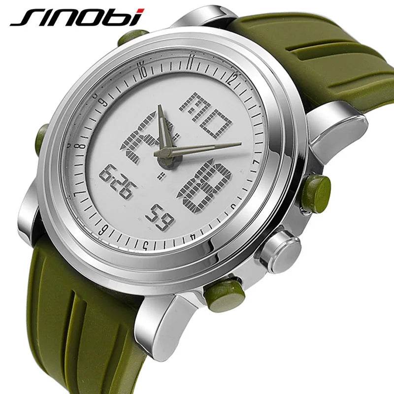 SINOBI Sports Watches Men Dual Display Analog Digital LED Electronic Quartz - Lux Waches Max