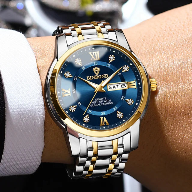 BINBOND B7169 7169 Diamond Dial Fashion Quartz Mens Lux Waches Max