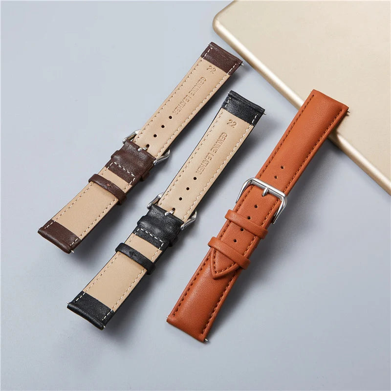 Genuine Leather Watchbands Calfskin Replace Wristwatch Straps 18mm 20mm 22mm 24mm Watch Accessories Men Women Soft Watchband