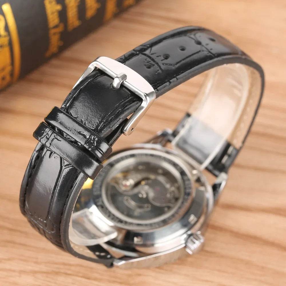 Men's Mechanical Watches Luxury Stainless Steel Case Business Watch Retro Steampunk Style Wristwatch - Lux Waches Max