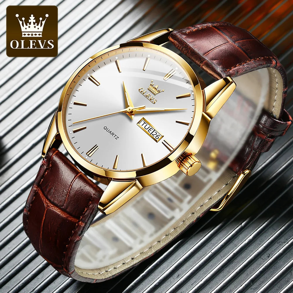 OLEVS 6898 Men Watches  Steel Quartz  Gold Watch Lux Waches Max