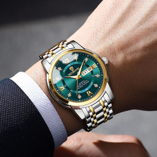 BINBOND B7169 7169 Diamond Dial Fashion Quartz Mens Lux Waches Max