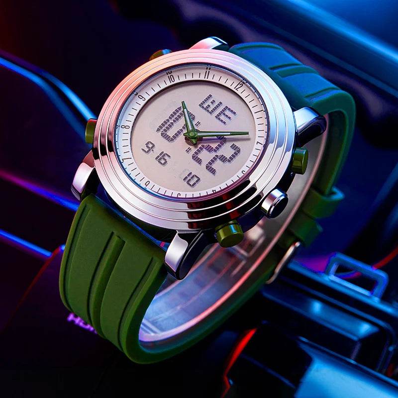SINOBI Sports Watches Men Dual Display Analog Digital LED Electronic Quartz - Lux Waches Max