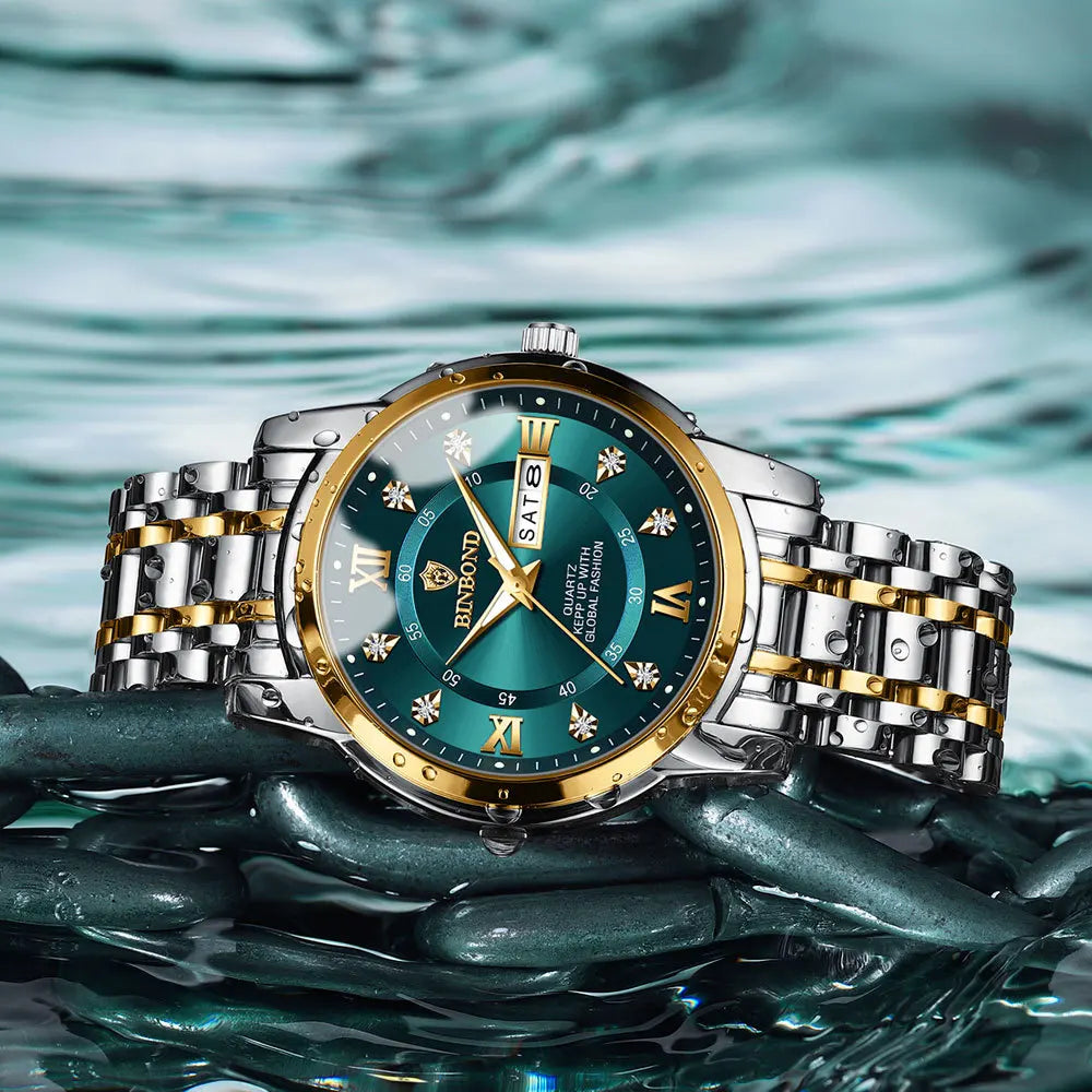 BINBOND B7169 7169 Diamond Dial Fashion Quartz Mens Lux Waches Max