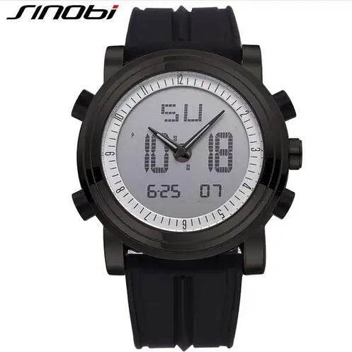 SINOBI Sports Watches Men Dual Display Analog Digital LED Electronic Quartz - Lux Waches Max
