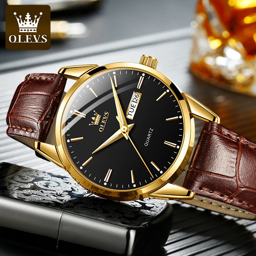 OLEVS 6898 Men Watches  Steel Quartz  Gold Watch Lux Waches Max