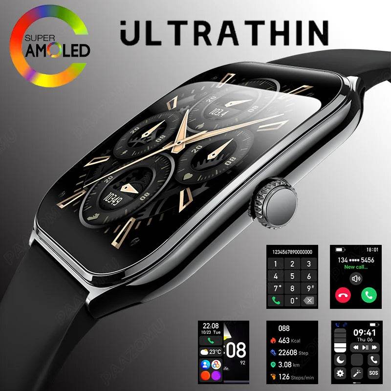 New Ultra Thin Smart Watch men 1.96" AMOLED 360*360 HD Pixel Display Always Show Time Call Reminder Smartwatch Ladies For huawei Lux Waches Max