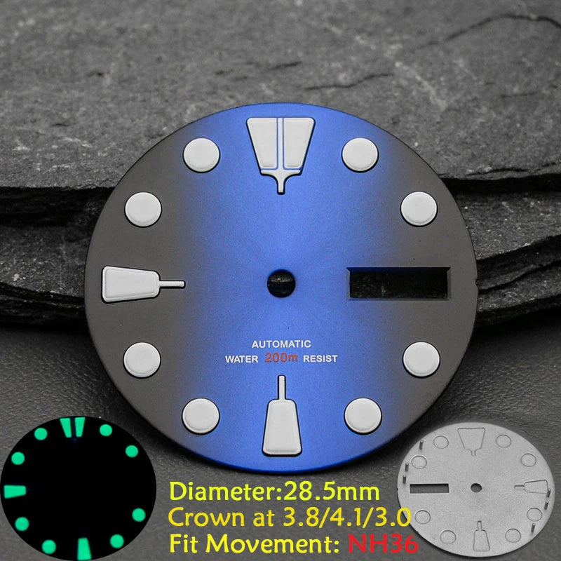 28.5mm Men's Watch Dial Fit SKX007 SKX009 6105 SRPD Tuna Monster Turtle Watch Case Watch For Japan NH35 NH36  7S26