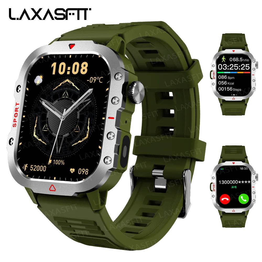 LAXASFIT Men Sports Smart Watch 1.71 Screen Blood Oxygen Bluetooth Talking Watch Multi Sport LED Flashlight Outdoor Smart Watch - Lux Waches Max