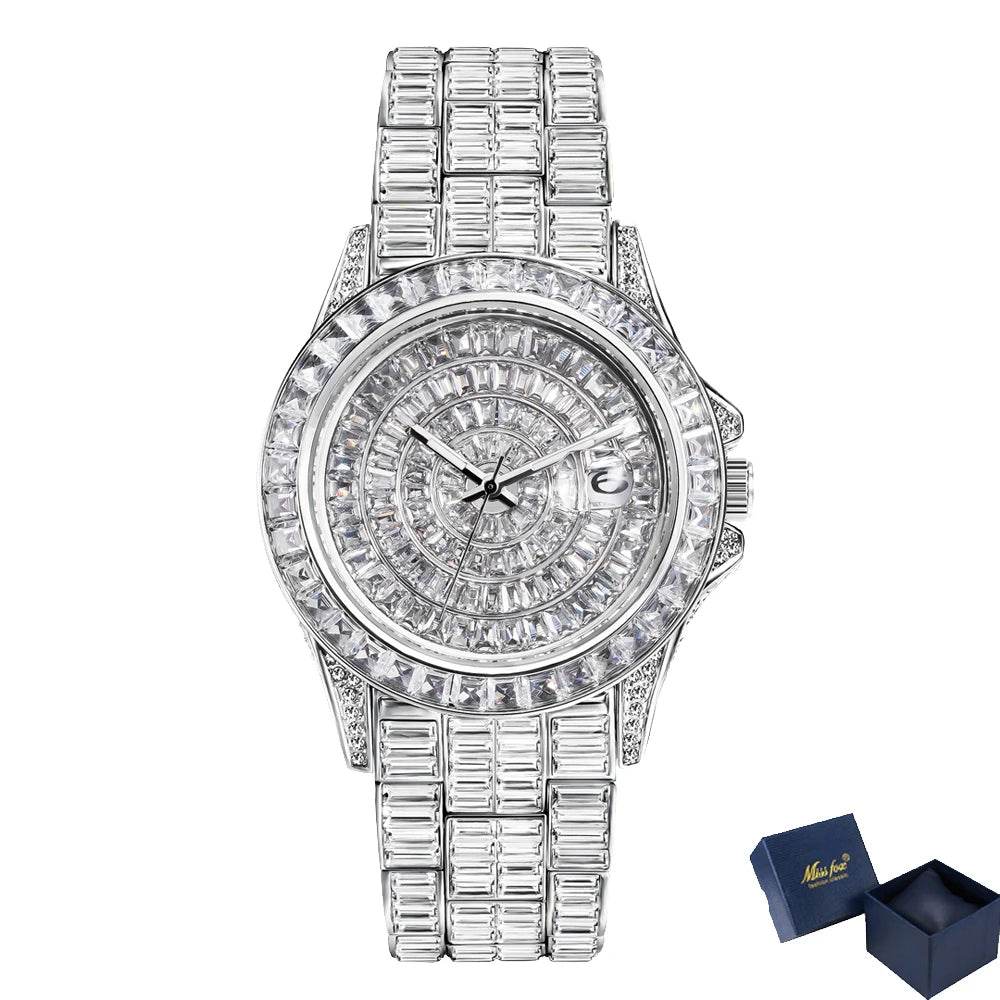 Fully Baguette Diamond Watch For Men Iced Out Quartz - Lux Waches Max