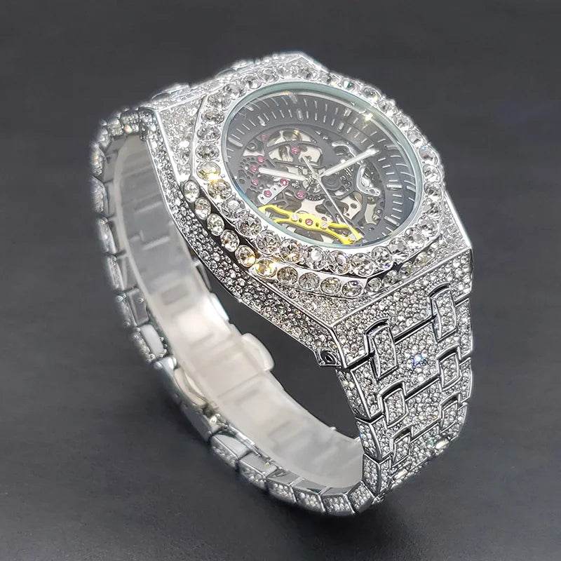 New Dropshipping Diamond Automatic Watch Luxury Golden OAK Mechanical - Lux Waches Max