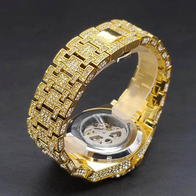 New Dropshipping Diamond Automatic Watch Luxury Golden OAK Mechanical - Lux Waches Max