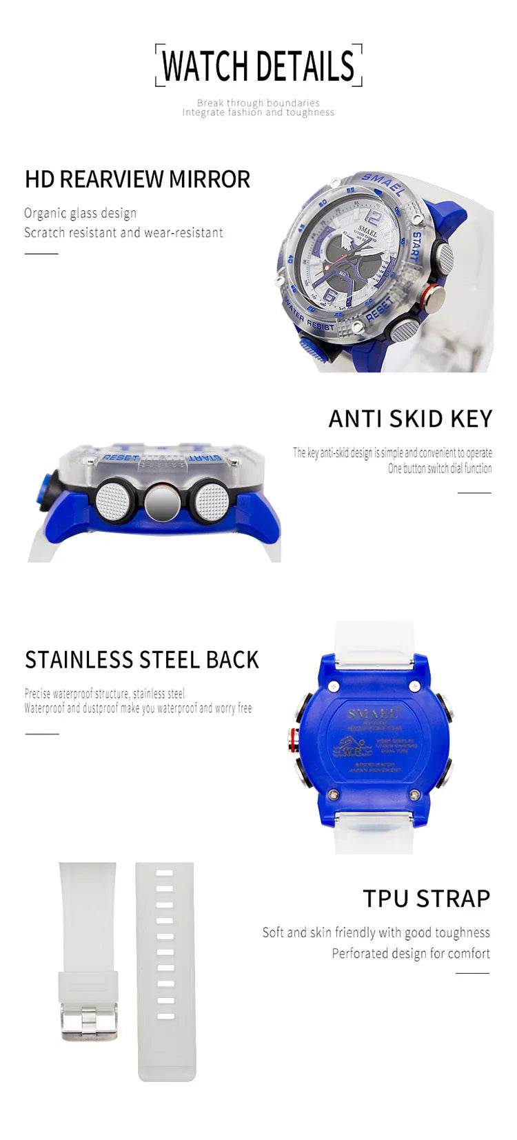 Sport Watches Men SMAEL Waterproof Analog Digital Quartz - Lux Waches Max