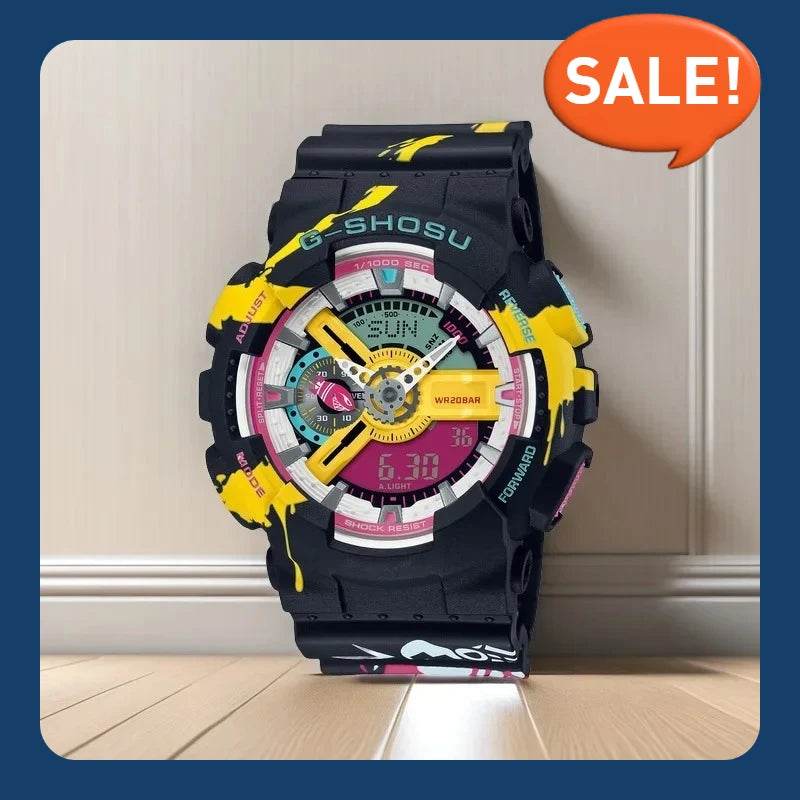 Sport Electronic Digital Unisex Large Dial Fully Functional Dual Display World Time Oak Series - Lux Waches Max