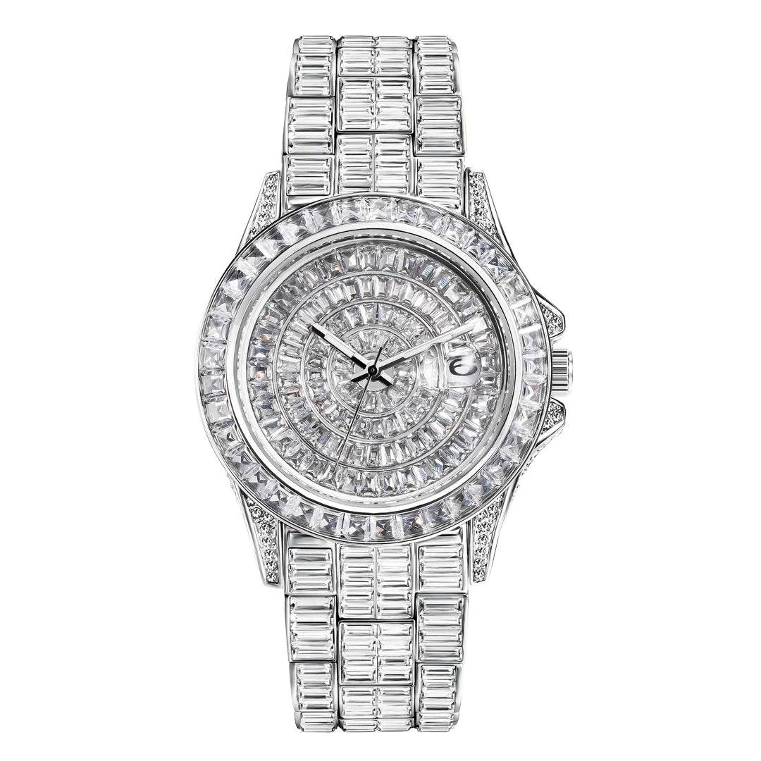 Fully Baguette Diamond Watch For Men Iced Out Quartz - Lux Waches Max