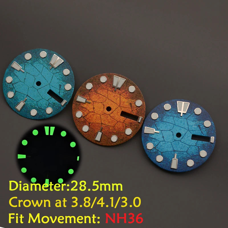 28.5mm Men's Watch Dial Fit SKX007 SKX009 6105 SRPD Tuna Monster Turtle Watch Case Watch For Japan NH35 NH36  7S26