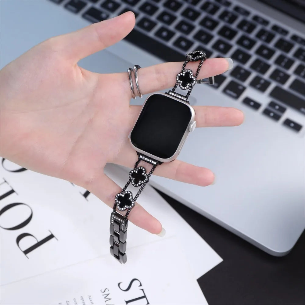 Luxury Metal Watch Strap - Compatible with iWatch 38-49mm, Ultra SE iWatch Series 9-1, Durable Shiny Watch Strap for Women