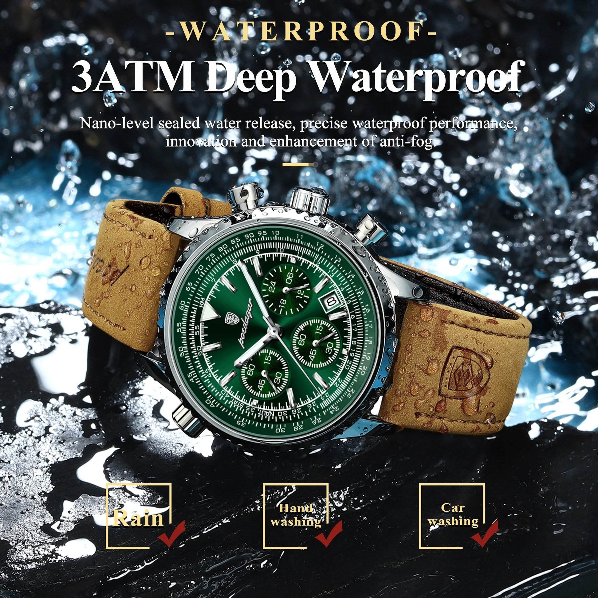 POEDAGAR Luxury Man Watch Quartz Waterproof Luminous Date Chronograph Leather Men Wristwatch Military Sports Men's Watches Reloj - Lux Waches Max