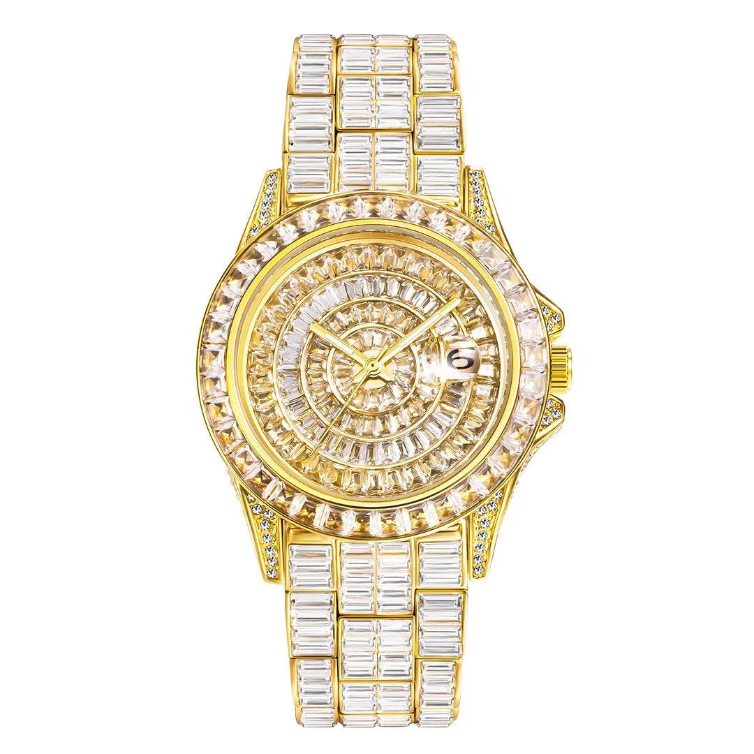 Fully Baguette Diamond Watch For Men Iced Out Quartz - Lux Waches Max