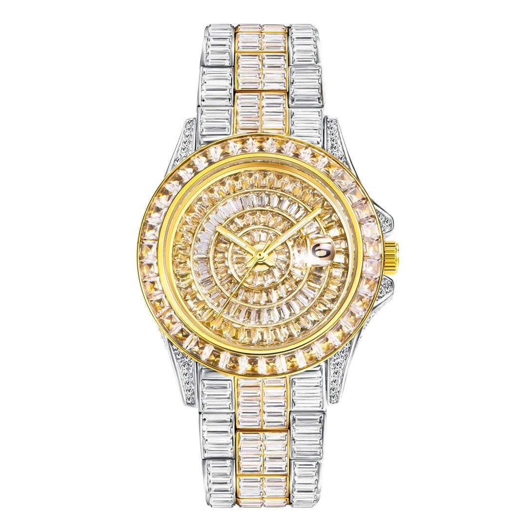 Fully Baguette Diamond Watch For Men Iced Out Quartz - Lux Waches Max