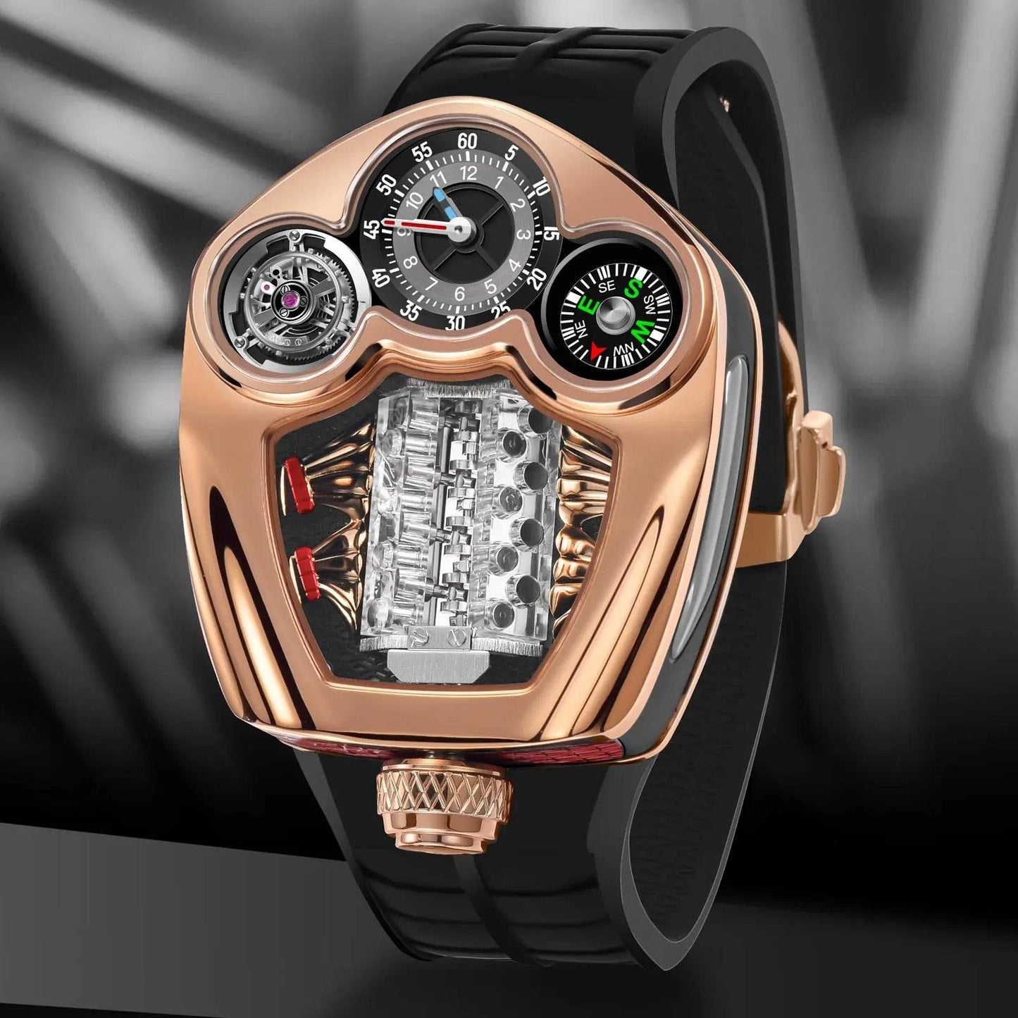 PINDU Design NEW Engine Series Quartz Watch Men TOP-luxurious Stainless steel Compass Waterproof Swiss quartz 762 movement watch - Lux Waches Max