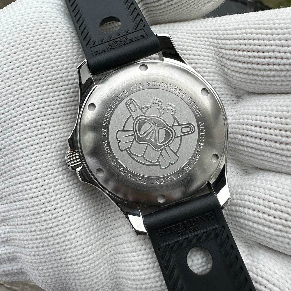 STEELDIVE SD1957 New Strap 42MM Vintage Bezel 200M Waterproof NH35 Green Luminou Sapphire Glass Automatic Dive Watch Reloj - Lux Waches Max