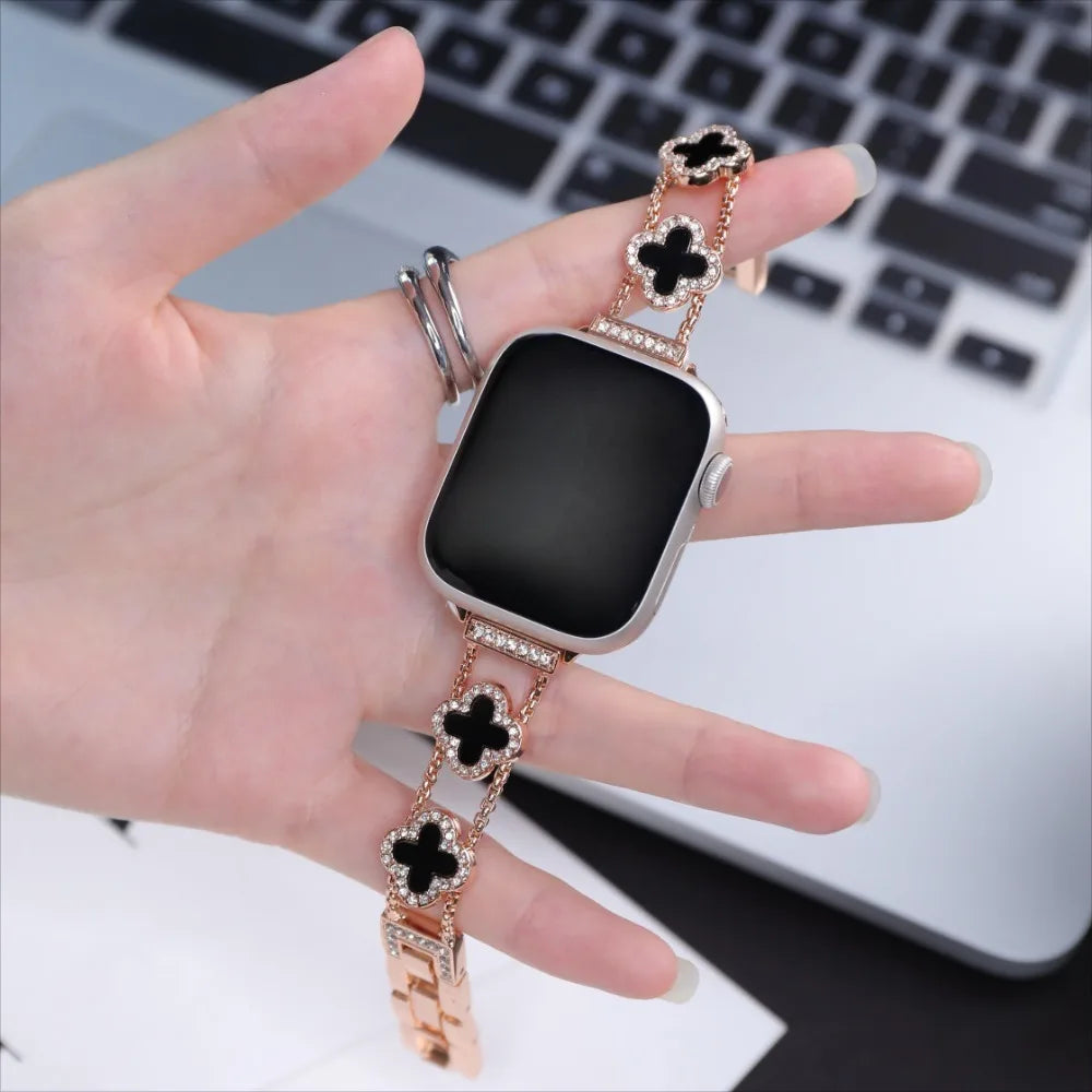 Luxury Metal Watch Strap - Compatible with iWatch 38-49mm, Ultra SE iWatch Series 9-1, Durable Shiny Watch Strap for Women