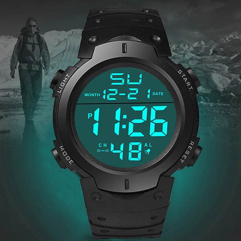 Men Sport LED Watches Top Brand Men Digital Clock Multi-Functional Rubber Man - Lux Waches Max