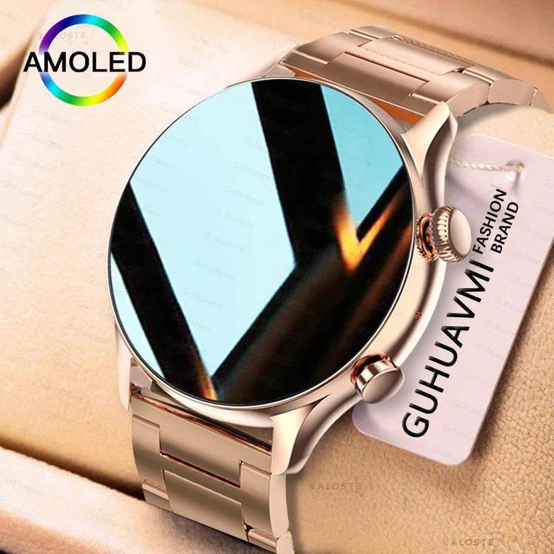 2025 New Smartwatch Women AMOLED HD Screen Always On Display Bluetooth Call IP68 Waterproof GPS Smart Men Watch For Android ios - Lux Waches Max