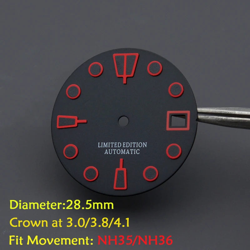 28.5mm Men's Watch Dial Fit SKX007 SKX009 6105 SRPD Tuna Monster Turtle Watch Case Watch For Japan NH35 NH36  7S26