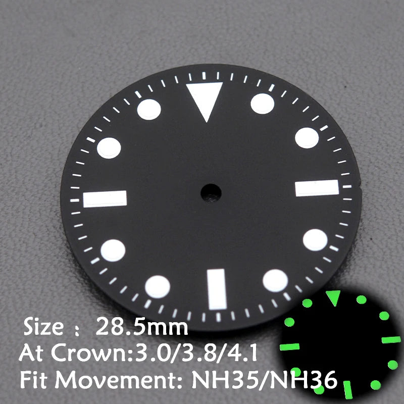28.5mm Men's Watch Dial Fit SKX007 SKX009 6105 SRPD Tuna Monster Turtle Watch Case Watch For Japan NH35 NH36  7S26