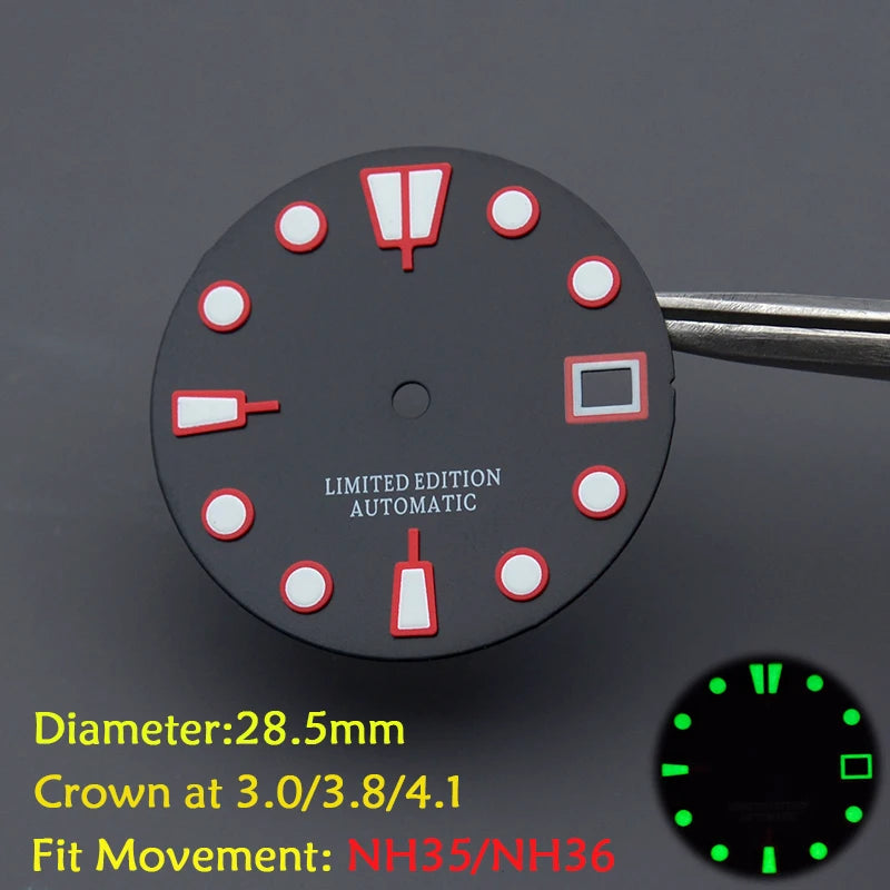 28.5mm Men's Watch Dial Fit SKX007 SKX009 6105 SRPD Tuna Monster Turtle Watch Case Watch For Japan NH35 NH36  7S26