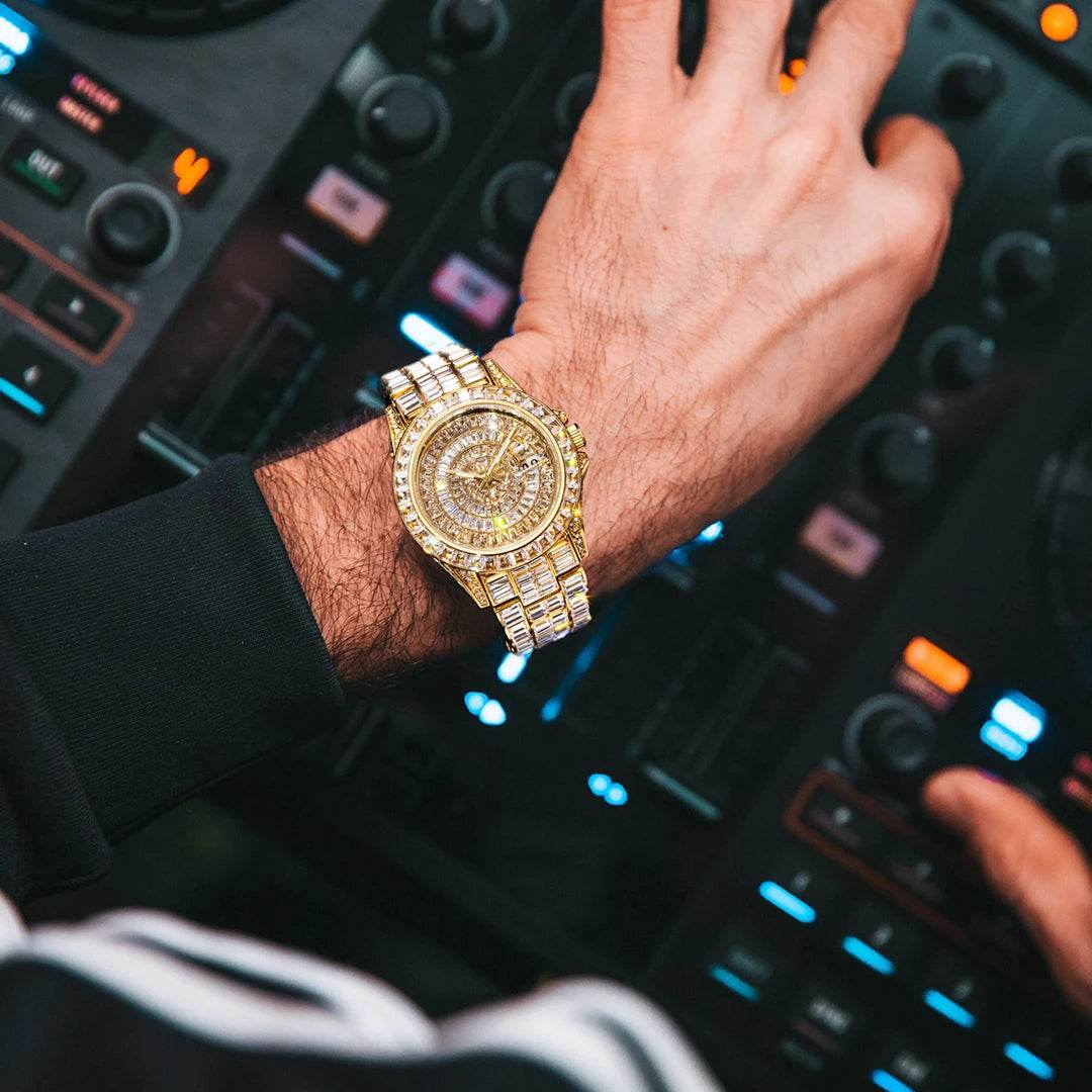 Fully Baguette Diamond Watch For Men Iced Out Quartz - Lux Waches Max