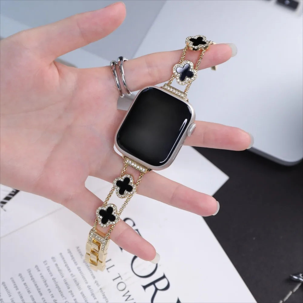 Luxury Metal Watch Strap - Compatible with iWatch 38-49mm, Ultra SE iWatch Series 9-1, Durable Shiny Watch Strap for Women