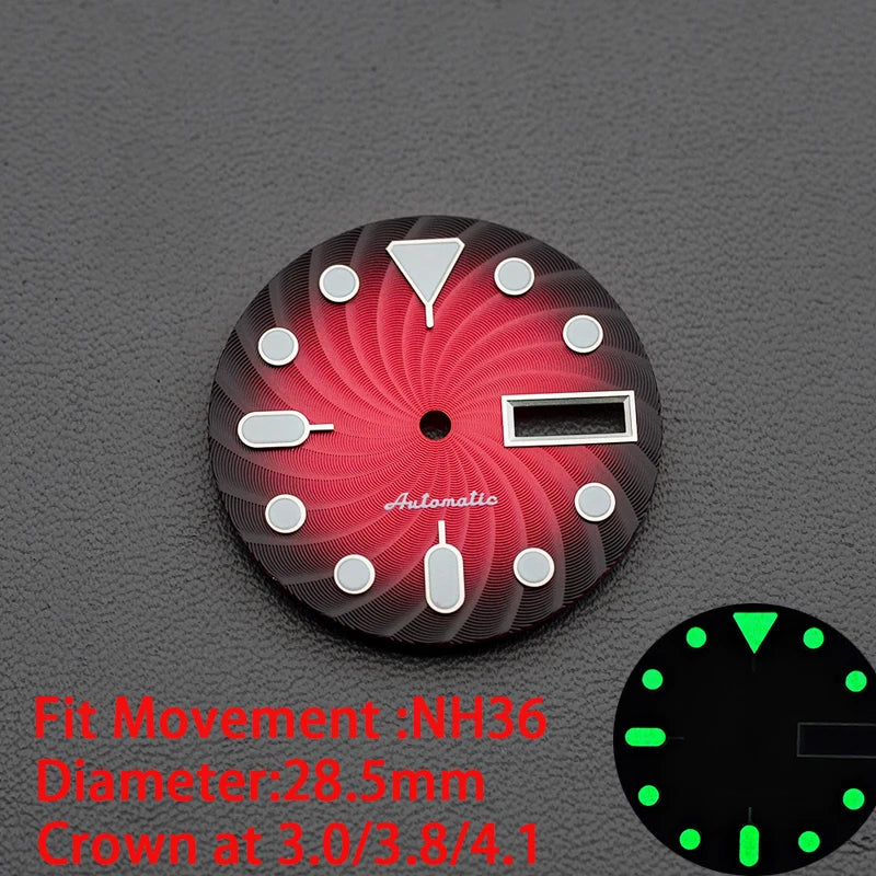 28.5mm Men's Watch Dial Fit SKX007 SKX009 6105 SRPD Tuna Monster Turtle Watch Case Watch For Japan NH35 NH36  7S26