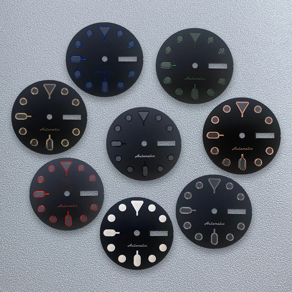 28.5mm S5 Logo SKX007 Dial Fit NH36/4R36 Japanese Movement Green Luminous Black Matte Quality Watch Modification Accessories