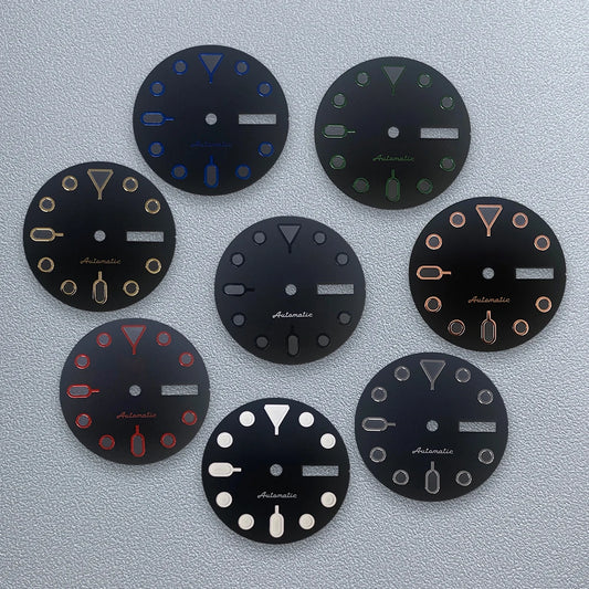 28.5mm S5 Logo SKX007 Dial Fit NH36/4R36 Japanese Movement Green Luminous Black Matte Quality Watch Modification Accessories