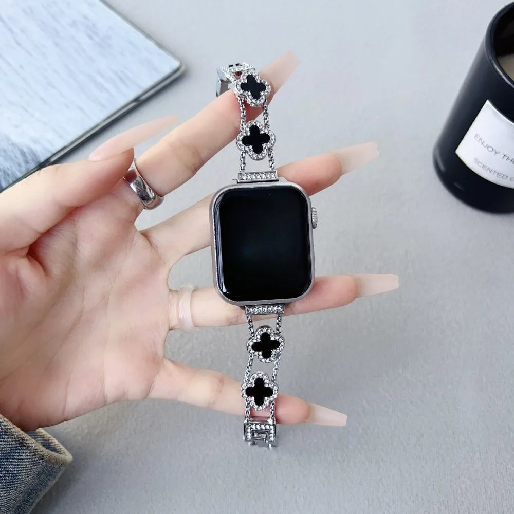 Luxury Metal Watch Strap - Compatible with iWatch 38-49mm, Ultra SE iWatch Series 9-1, Durable Shiny Watch Strap for Women