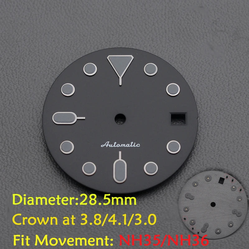 28.5mm Men's Watch Dial Fit SKX007 SKX009 6105 SRPD Tuna Monster Turtle Watch Case Watch For Japan NH35 NH36  7S26