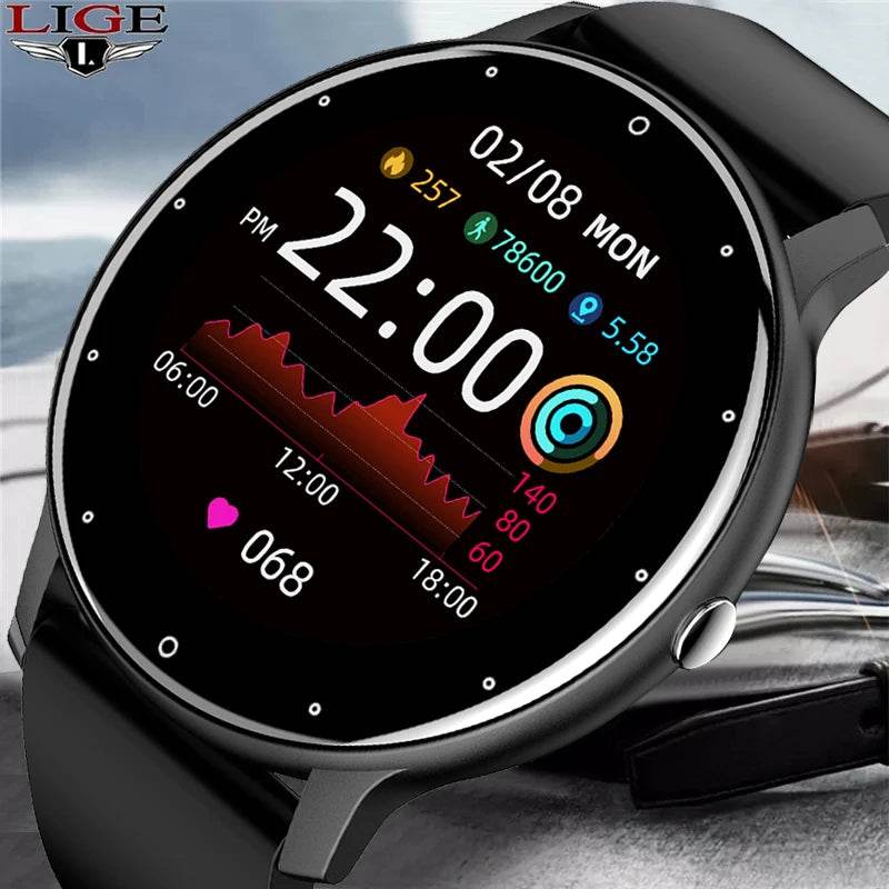 LIGE 2025 New Smart Watch Men Full Touch Screen Sport Fitness Watch IP67 Waterproof Bluetooth For Android ios smartwatch Men+box - Lux Waches Max