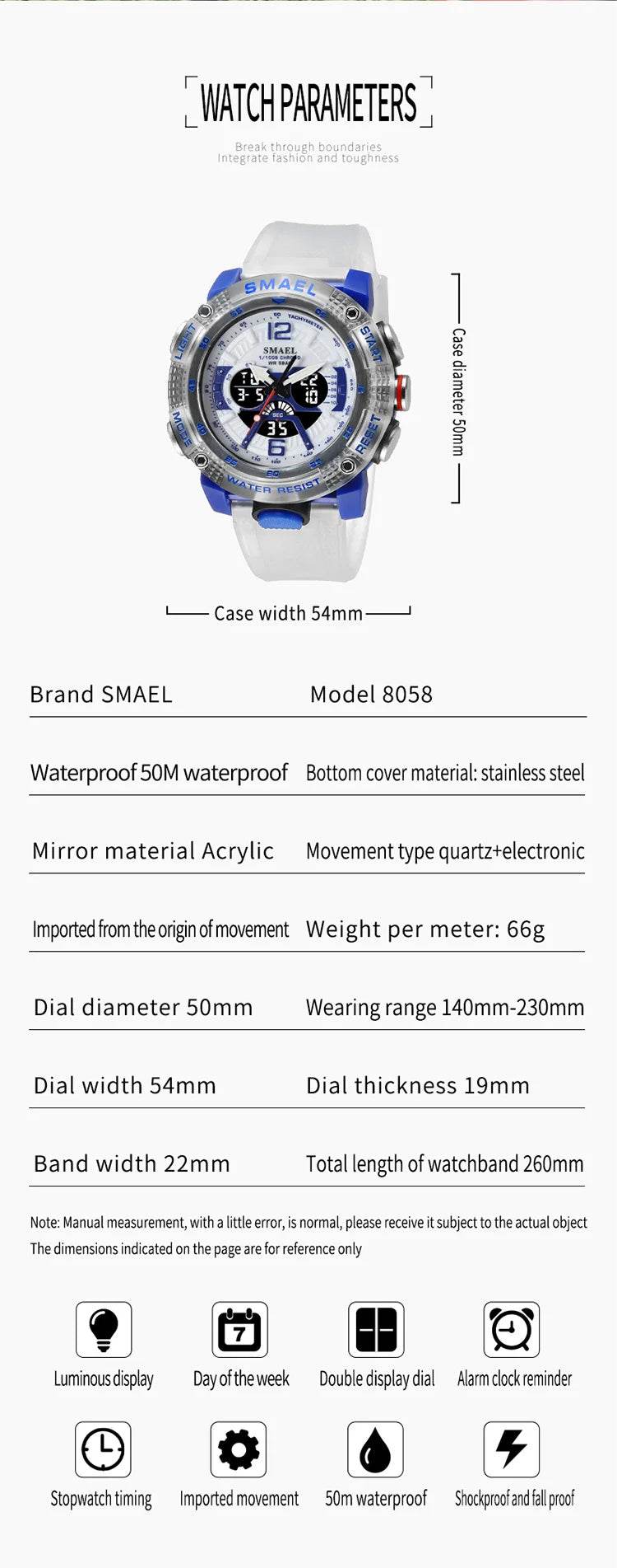 Sport Watches Men SMAEL Waterproof Analog Digital Quartz - Lux Waches Max
