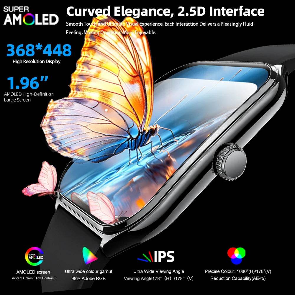 New Ultra Thin Smart Watch men 1.96" AMOLED 360*360 HD Pixel Display Always Show Time Call Reminder Smartwatch Ladies For huawei Lux Waches Max