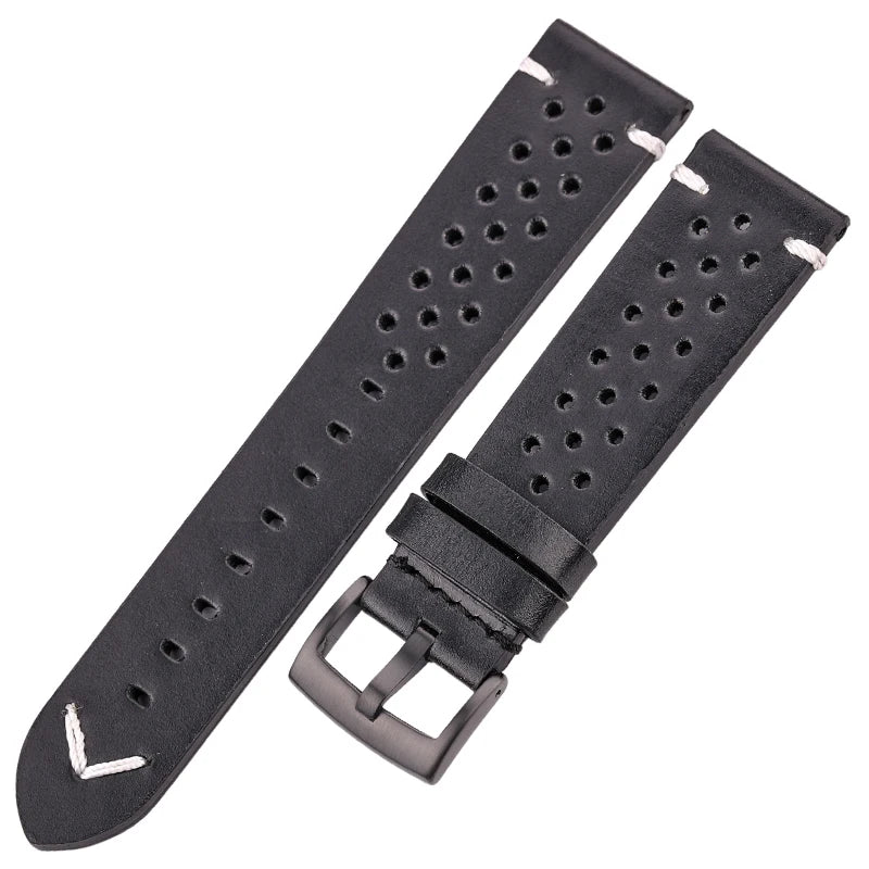 Handmade Cowhide Breathable Watch Band 18 20 22 24mm Men Women 4 Colors Oil Wax Genuine Leather Strap Watchband Accessories