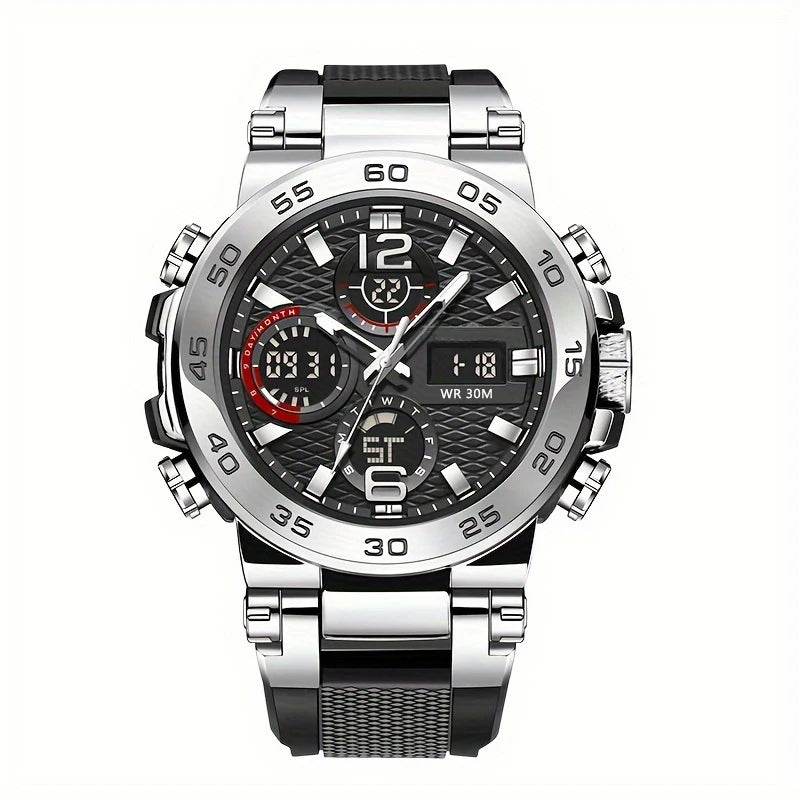 New Watches For Men Waterproof Clock Alarm Reloj Hombre LCD Dual Display Wristwatch Quartz Sports Mens Watch - Lux Waches Max