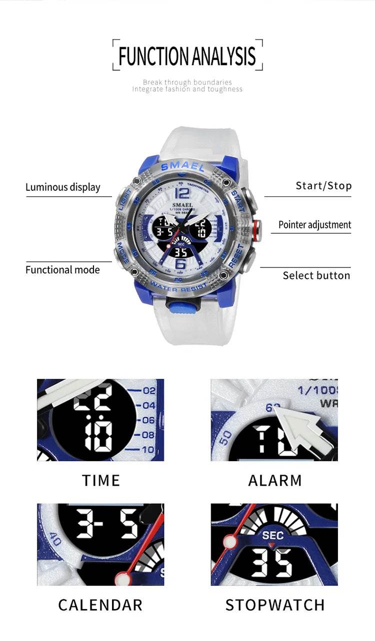 Sport Watches Men SMAEL Waterproof Analog Digital Quartz - Lux Waches Max